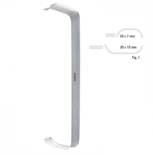 [FC.527.010|--|F62-919-01R|R62-919-01R] Retractor soft tissue Tessier serrated fig.1, 150mm