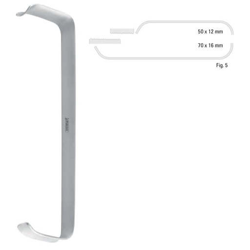 [FC.527.050B|46-155-05|F62-919-05B|R62-919-05B] Retractor soft tissue Tessier serrated fig.5, 150mm black
