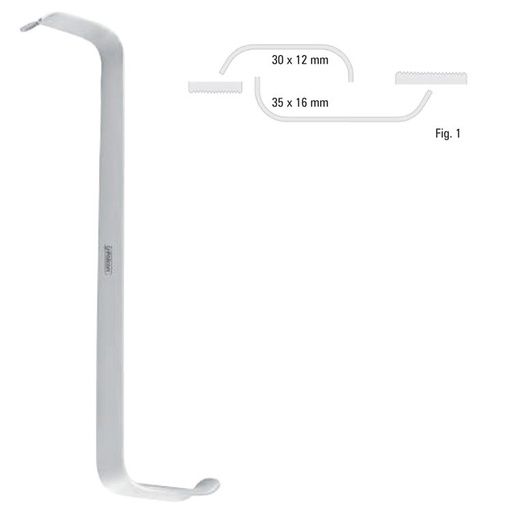 [FC.528.010|--|F62-921-01R|R62-921-01R] Retractor soft tissue Tessier z-shape fig.1, 150mm