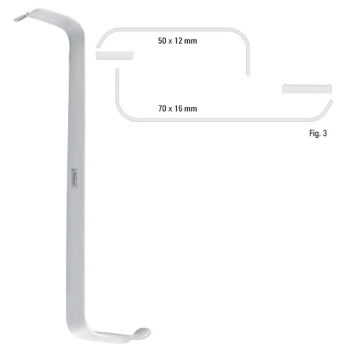 [FC.528.030|--|F62-921-03R|R62-921-03R] Retractor soft tissue Tessier z-shape fig.4, 150mm
