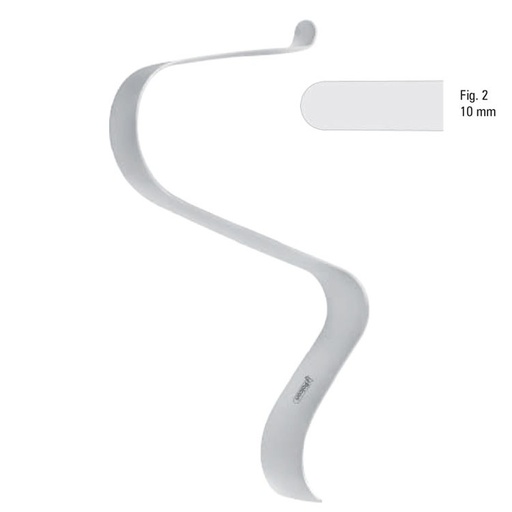 [FC.529.020|--|F62-923-02R|R62-923-02R] Retractor soft tissue Tessier s-shape fig.2, 125mm