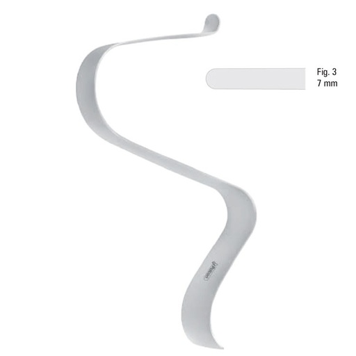 [FC.529.030|--|F62-923-03R|R62-923-03R] Retractor soft tissue Tessier s-shape fig.3, 125mm