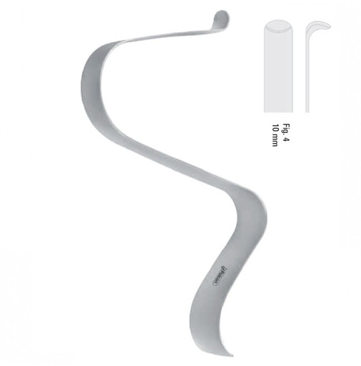 [FC.529.040|--|F62-923-04R|R62-923-04R] Retractor soft tissue Tessier s-shape fig.4, 125mm