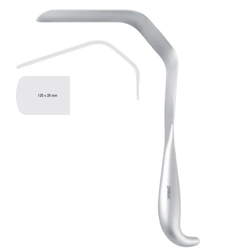 [FC.531.020|--|F62-929-02R|R62-929-02R] Retractor thorax Tessier fig.2, 280mm