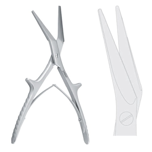 [FC.539.010|46-225-19|F62-951-19R|R62-951-19R] Shear bone cutting Tessier serrated 15° angled 195mm