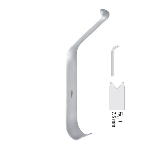 [FC.818.010|--|F66-039-01R|R66-039-01R] Retractor channel Niederdellmann fig.1, 165mm