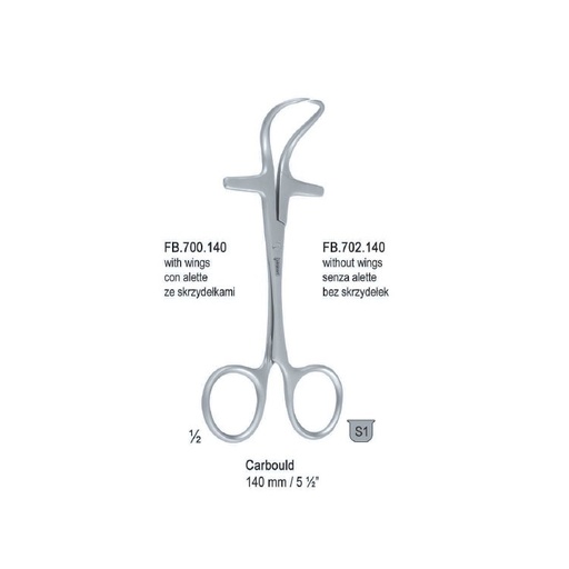 [FB.702.140] Forceps tongue Carbould without wings140mm
