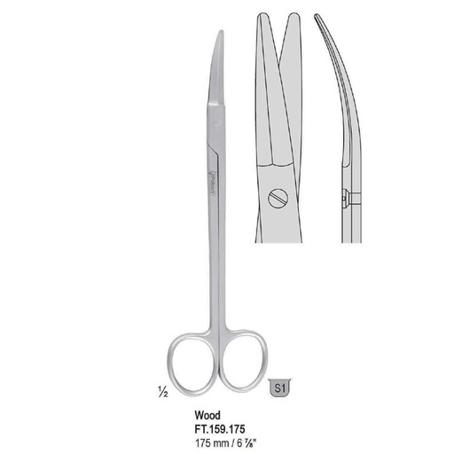 [FT.159.175] Scissors tonsil Wood curved 175mm