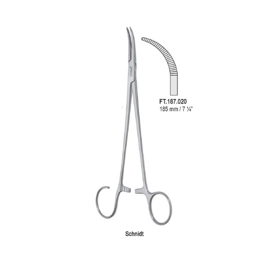 [FT.187.020] Forceps artery Schnidt open ring fig. 2 curved 185mm