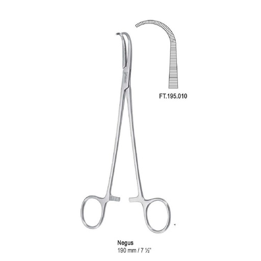 [FT.195.010] Forceps artery Negus fig. 1 curved 190mm