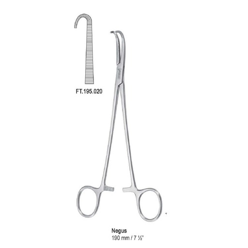 [FT.195.020] Forceps artery Negus fig. 2 curved 190mm