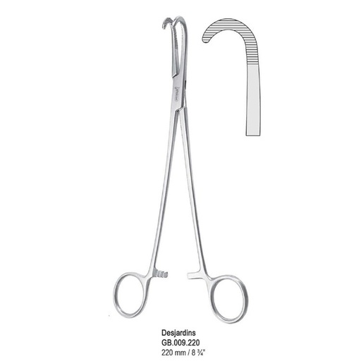 [GB.009.220] Clamp gall duct Desjardins curved 220mm