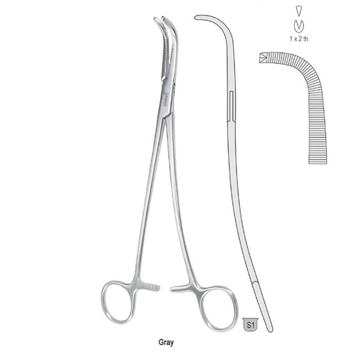 [GB.027.230] Clamp gall duct Gray 1x2th s-shape 230mm