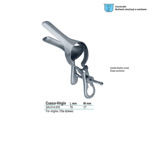 [GN.014.010] Specula vaginal Cusco-Virgin centre screw 75x17mm 