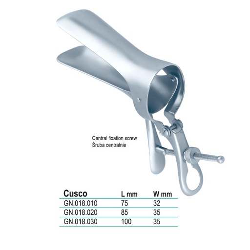 [GN.018.010] Specula vaginal Cusco centre screw (Flat Duck Beak) 75x32mm 
