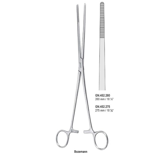 [GN.452.260] Forceps dressing Bozemann serrated straight 260mm