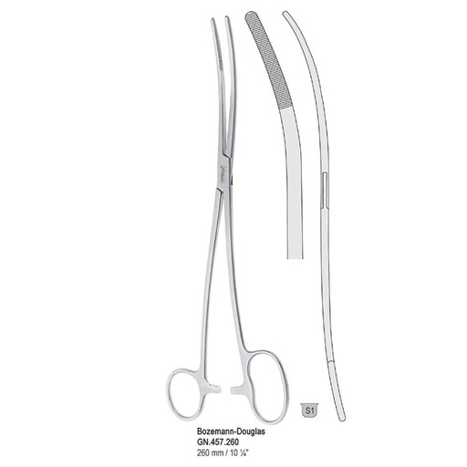 [GN.457.260] Forceps dressing Bozemann-Douglas s-shape 260mm