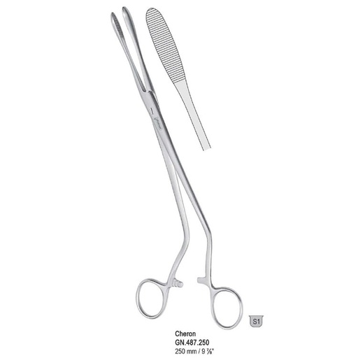 [GN.487.250] Forceps dressing Cheron SJ cranked 250mm 