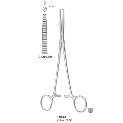 [GN.590.210] Forceps hysterectomy Phaneuf 1x2th straight 210mm