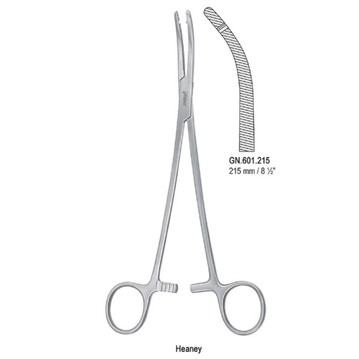 [GN.601.215] Forceps hysterectomy Heaney 1th curved 215mm