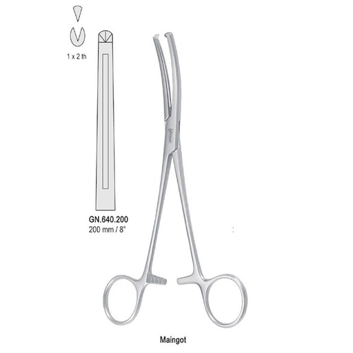 [GN.640.200] Forceps hysterectomy Maingot keyed-jaws 1x2th straight 200mm
