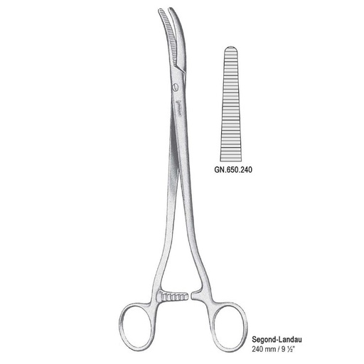 [GN.650.240] Forceps hysterectomy Segond-Landau straight 240mm