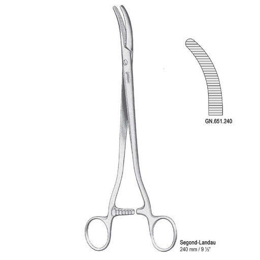 [GN.651.240] Forceps hysterectomy Segond-Landau curved 240mm