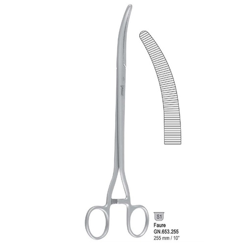 [GN.653.255] Forceps hysterectomy Faure curved 255mm