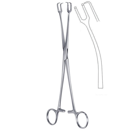 [GN.875.010] Forceps vulsellum Schroeder 2x2th less-curved 250mm
