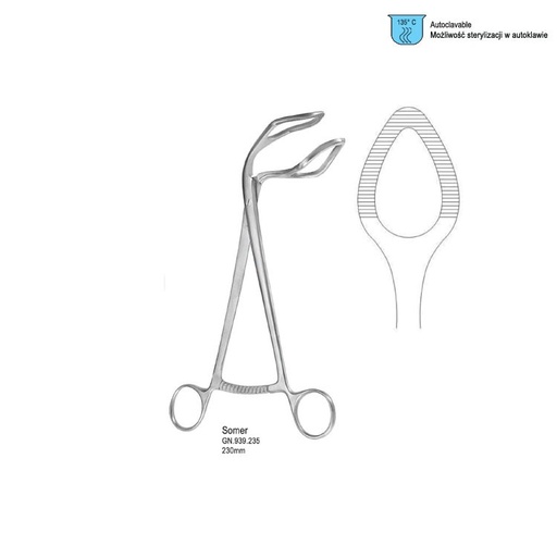 [GN.939.235] Forceps uterine elevating Somer 235mm