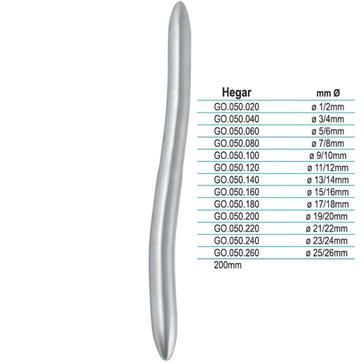 [GO.050.260] Dilator uterine DE Hegar Ø 25/26mm, 200mm