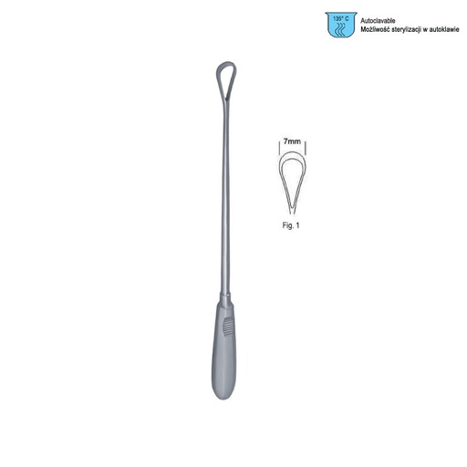 [GO.136.070] Curette uterine Recamier rigid sharp fig.1/7x310mm