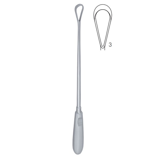 [GO.136.090] Curette uterine Recamier rigid sharp fig.3/9x310mm