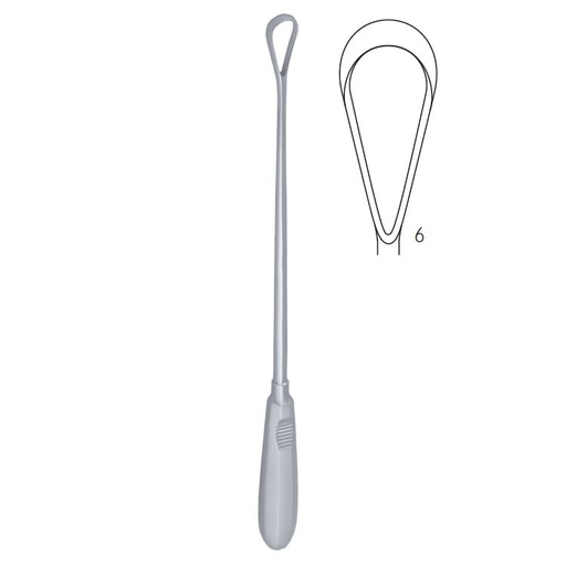 [GO.136.140] Curette uterine Recamier rigid sharp fig.6/14x310mm
