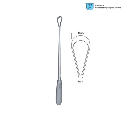 [GO.136.190] Curette uterine Recamier rigid sharp fig.9/19x310mm