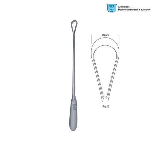 [GO.136.230] Curette uterine Recamier rigid sharp fig.12/23x310mm