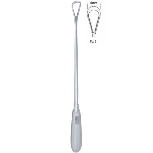 [GO.138.090] Curette uterine Recamier rigid blunt fig.3/9x310mm