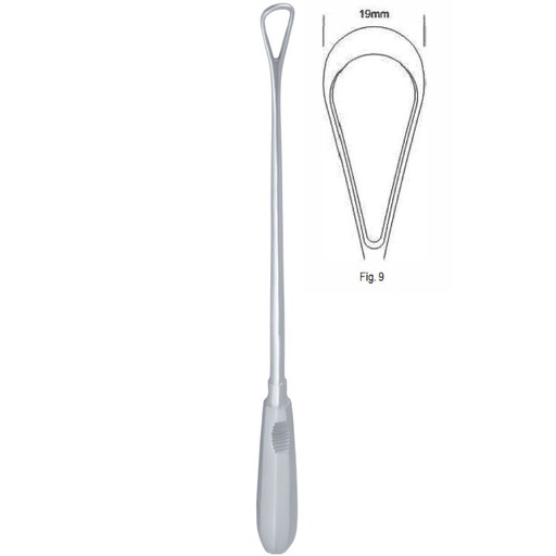 [GO.138.190] Curette uterine Recamier rigid blunt fig.9/19x310mm