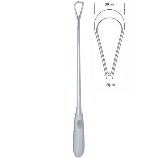 [GO.138.200] Curette uterine Recamier rigid blunt fig.10/20x310mm