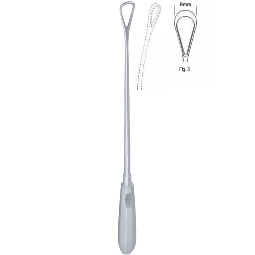 [GO.139.090] Curette uterine Recamier malleable blunt fig.3/9x310mm