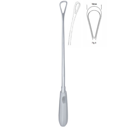 [GO.139.160] Curette uterine Recamier malleable blunt fig.8/16x310mm