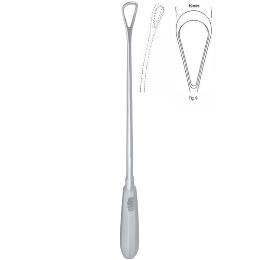 [GO.139.190] Curette uterine Recamier malleable blunt fig.9/19x310mm