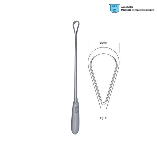 [GO.140.250] Curette uterine Recamier-Bumm rigid sharp fig.13/25x340mm