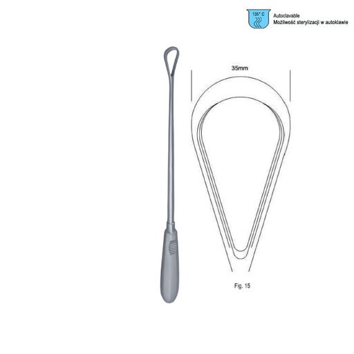 [GO.140.350] Curette uterine Recamier-Bumm rigid sharp fig.15/35x340mm