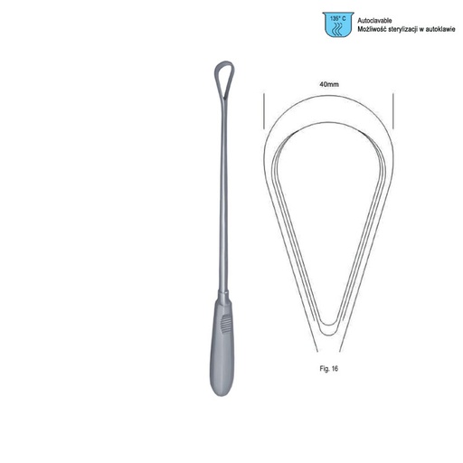 [GO.140.400] Curette uterine Recamier-Bumm rigid sharp fig.16/40x340mm