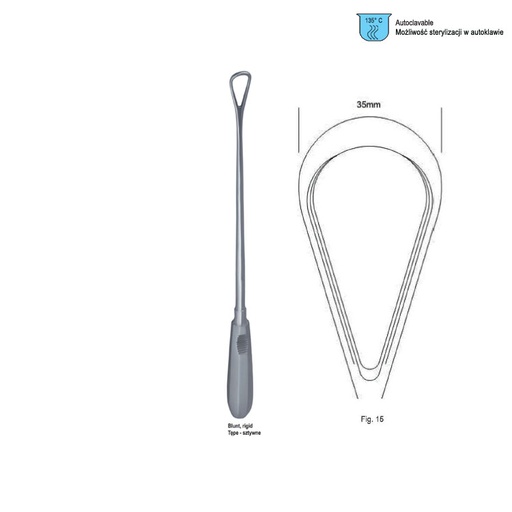 [GO.142.350] Curette uterine Recamier-Bumm rigid blunt fig.15/35x340mm