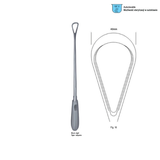 [GO.142.400] Curette uterine Recamier-Bumm rigid blunt fig.16/40x340mm