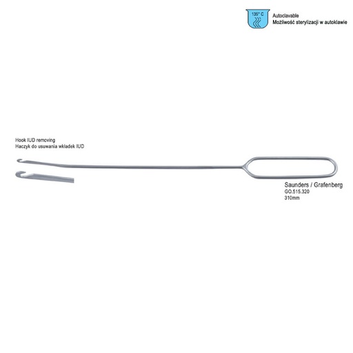 [GO.515.320] Hook I.U.D. removing Saunders (Grafenberg) 320mm