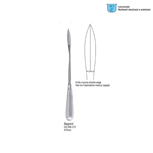 [GO.585.270] Knife myoma Segond double-edge curved 270mm