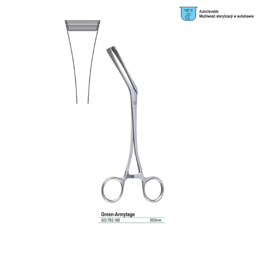 [GO.783.195] Forceps haemostasis Green-Armytage (Leech-Wilkinson) angled 195mm